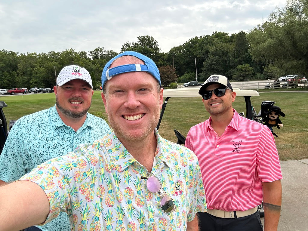 "the napkin" pink stripe clubhouse polo