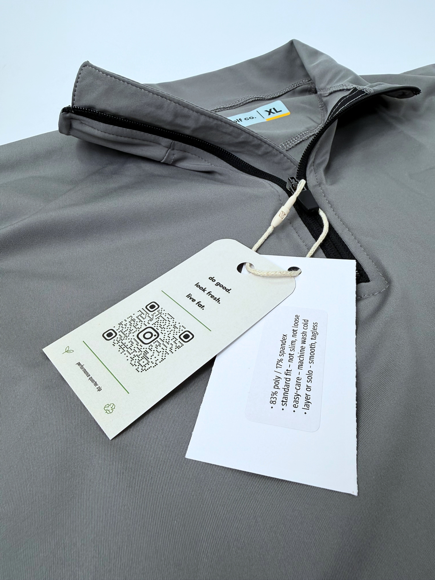 sage gray performance 1/4 zip