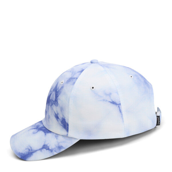 blueish tie-dye skull cap