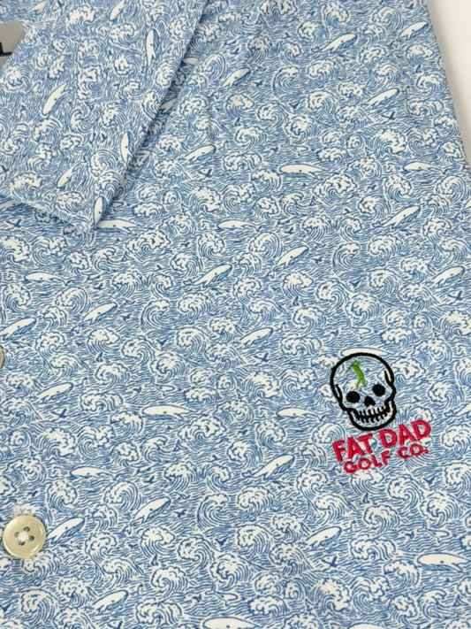 "whales & waves" performance polo