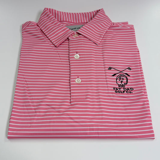 "the napkin" pink stripe clubhouse polo