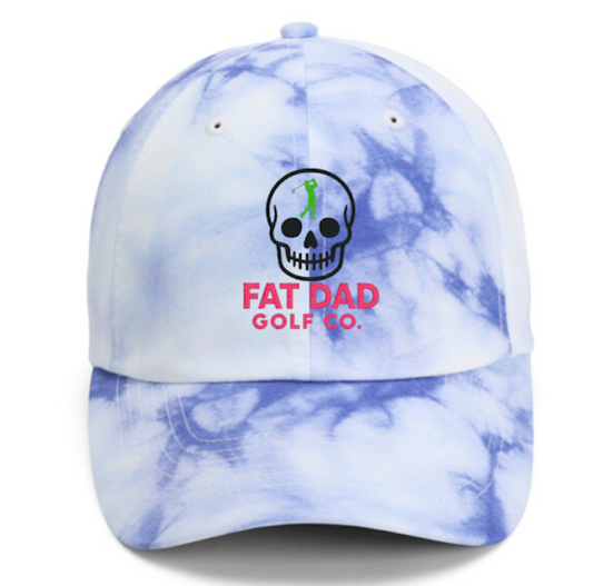 blueish tie-dye skull cap
