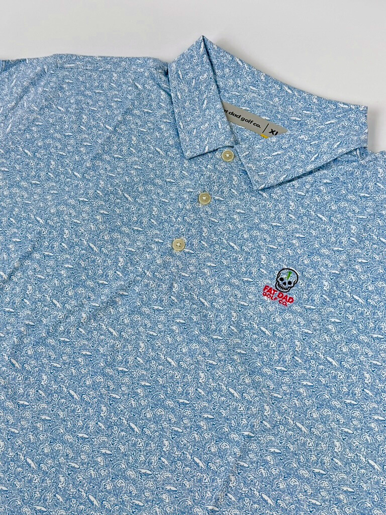 "whales & waves" performance polo