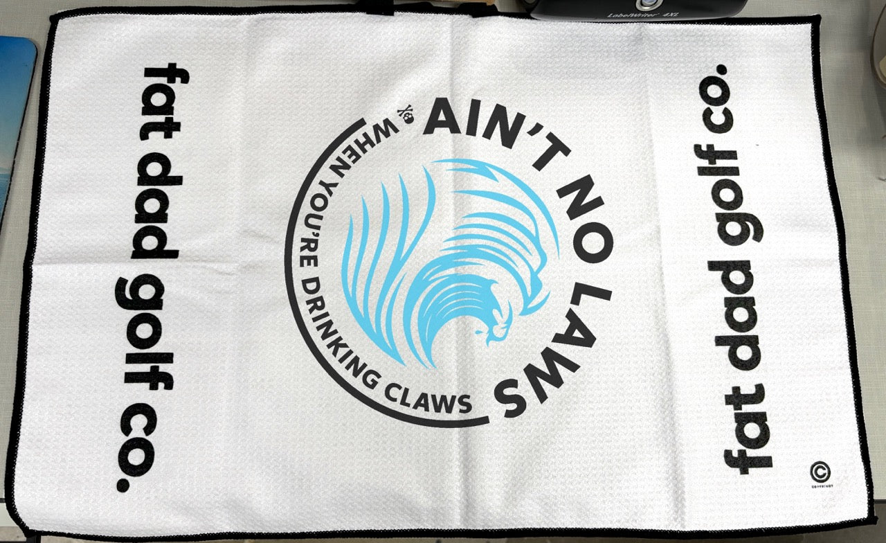 "no laws claws" signature golf towel